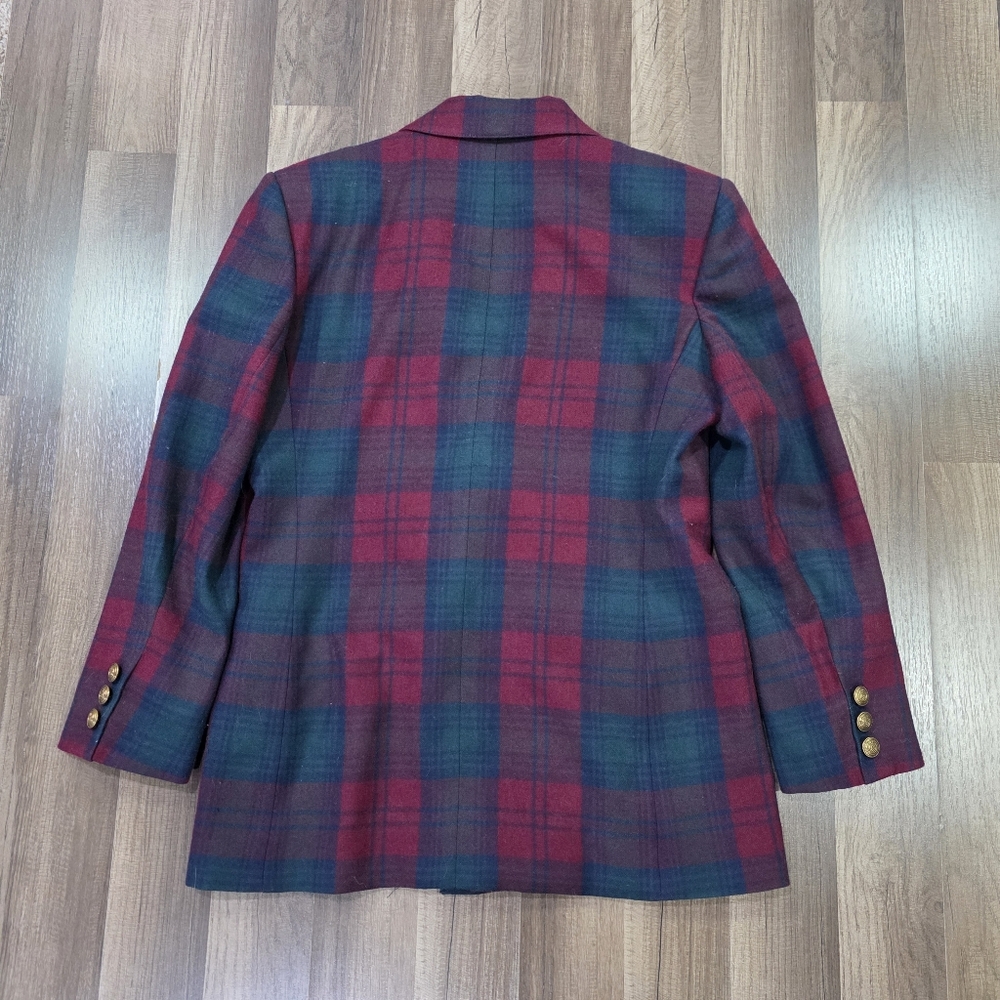Vintage Giorgio Sant’Angelo Plaid 100% Wool Double Breasted Blazer Old Money. 10 - Picture 3 of 11